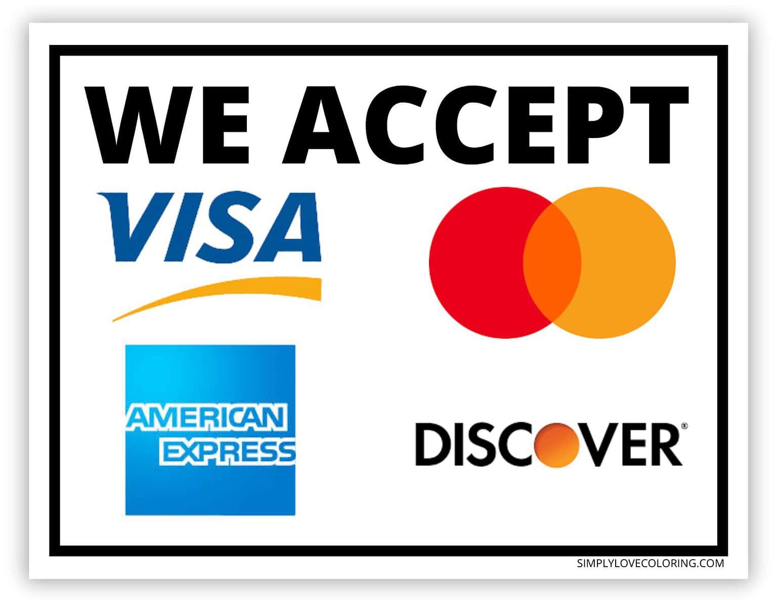 We Accept Credit Cards Printable Sign