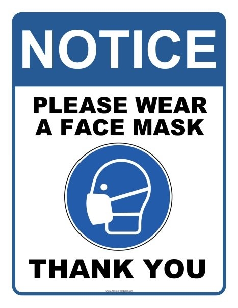 Wear Face Mask Sign Free Printable