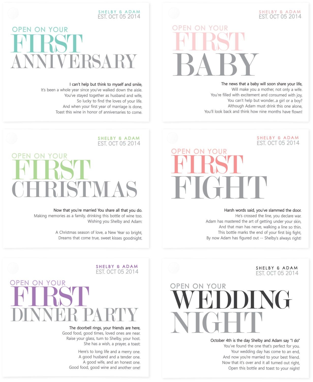 Wedding Milestone Wine Labels Year Of Firsts Engagement Wine Labels 