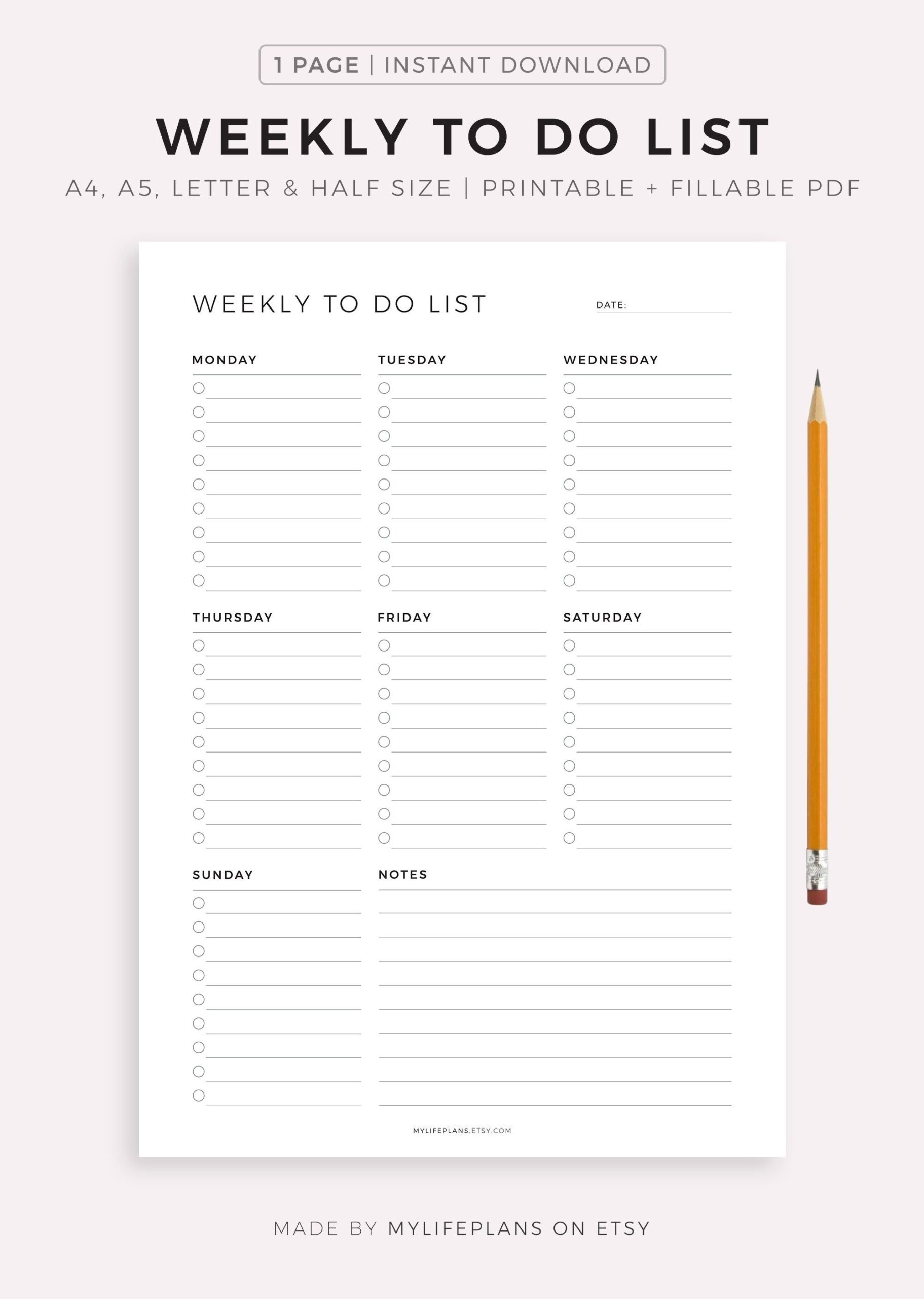 Weekly To Do List Printable