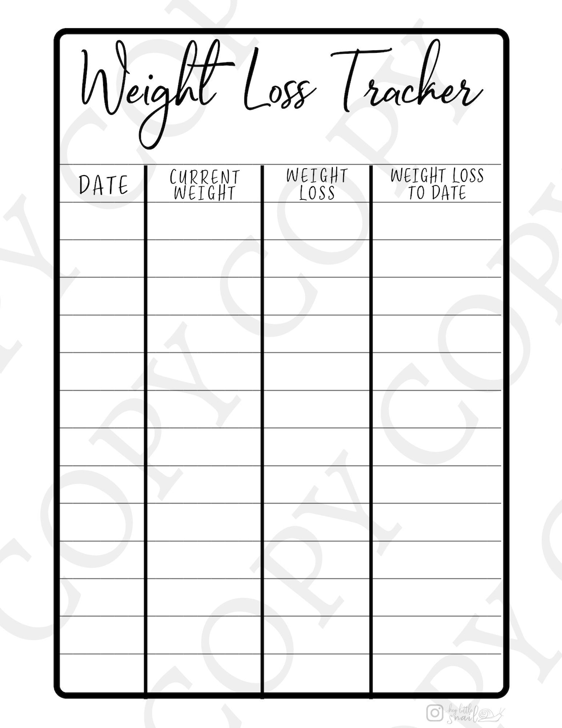 Weight Loss Tracker Free Printable