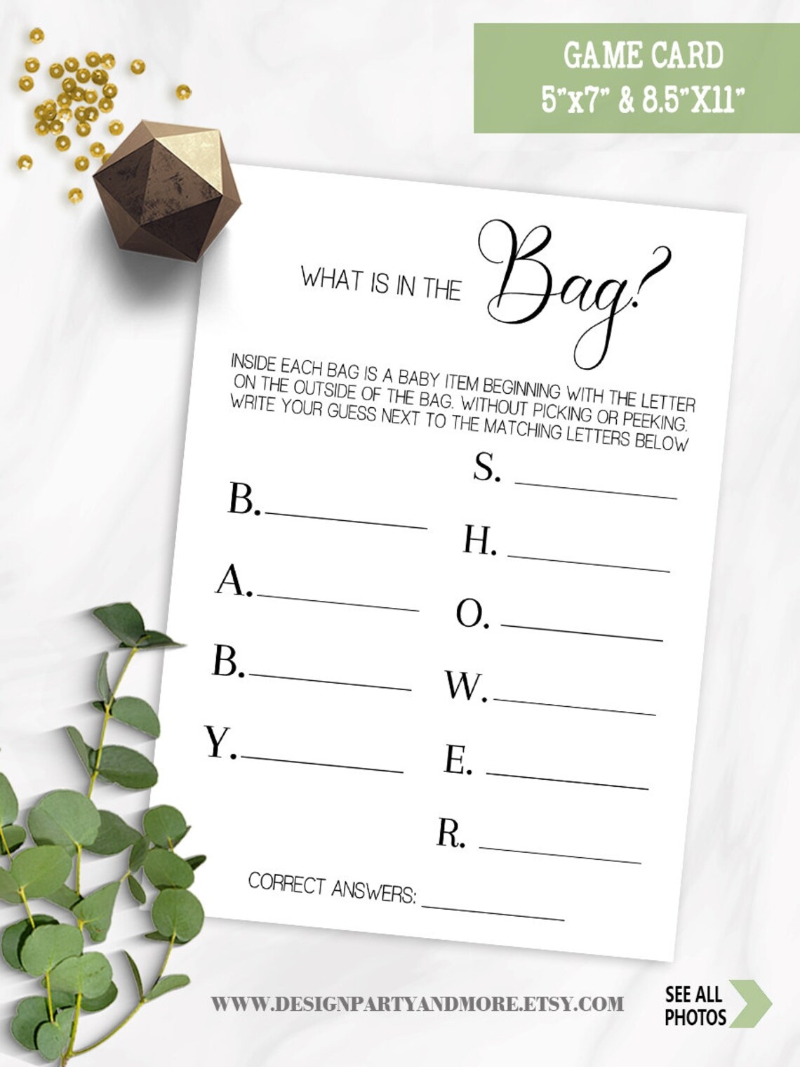 What Is In The Bag Baby Shower Game Minimalist Baby Shower Game What 