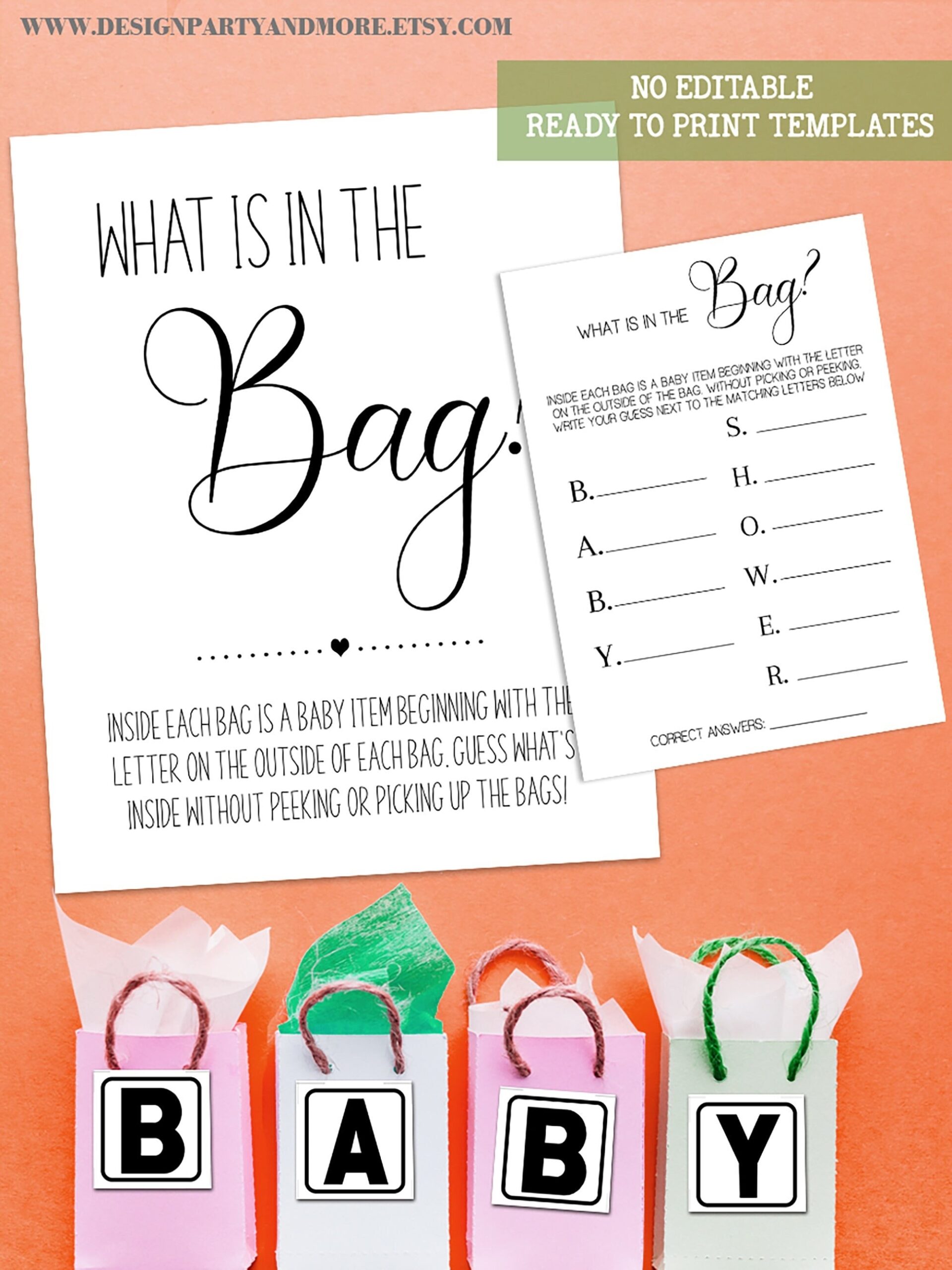 What Is In The Bag Baby Shower Game Minimalist Baby Shower Game What 