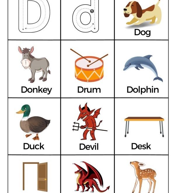 What Starts With Letter D Words Worksheets Printable PDF