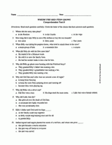 Where The Red Fern Grows Comprehension Test B Printable 4th 8th 