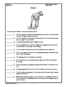 Where The Red Fern Grows Objective Tests And CCSS Standards Based Quizzes