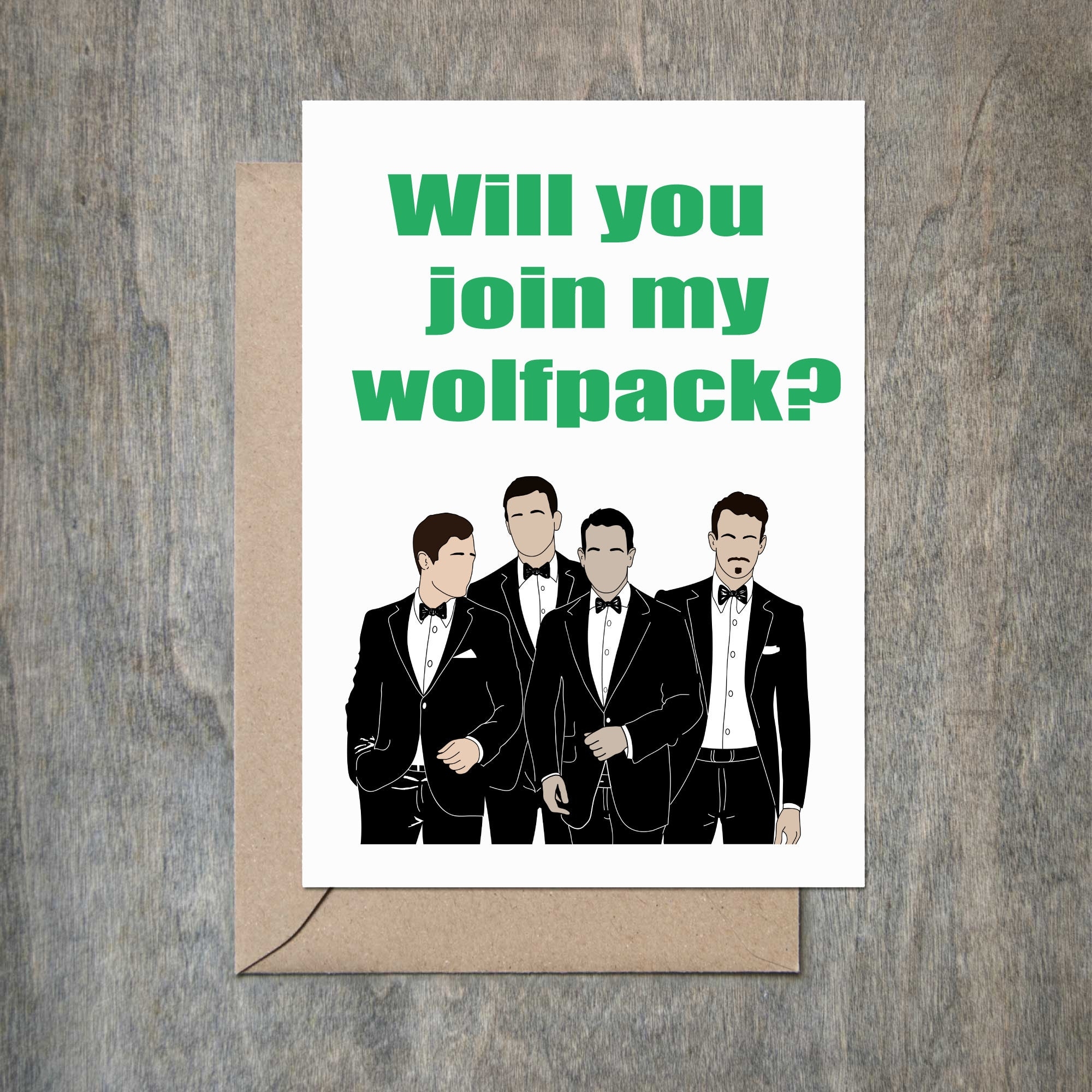 Will You Join My Wolfpack Card Will You Be My Groomsmen Card 