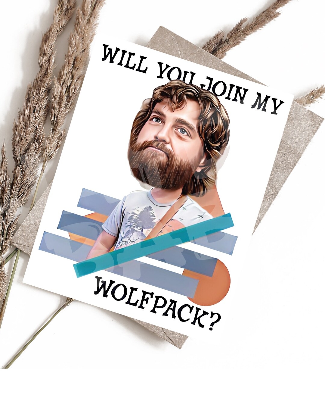 Will You Join My Wolfpack Will You Be My Best Man Card Caricature 