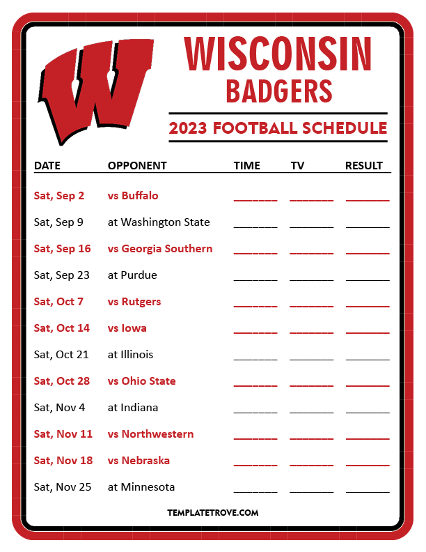 Wisconsin Badger Football Schedule 2025 Naja M Mortensen