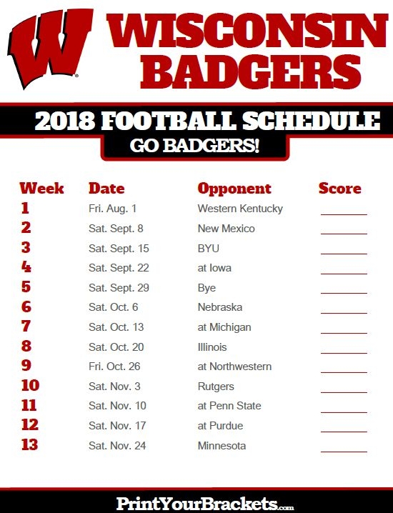 Wisconsin Football Schedule For 2025 Emily J Hedegaard