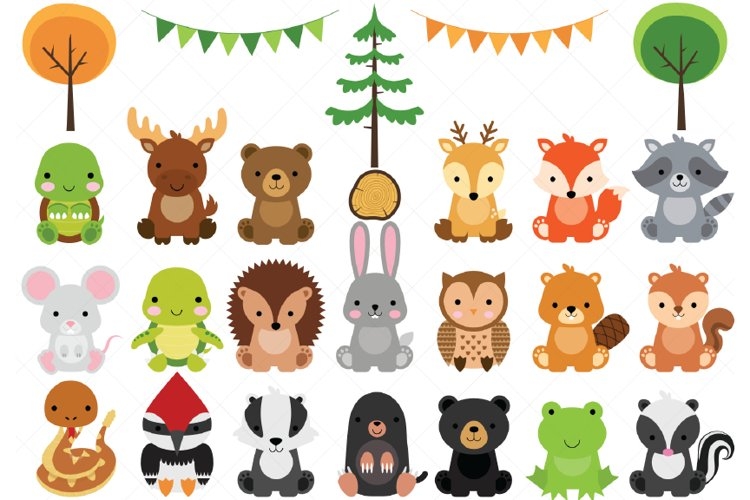 Woodland Baby Animals Clipart Forest Animal Clipart